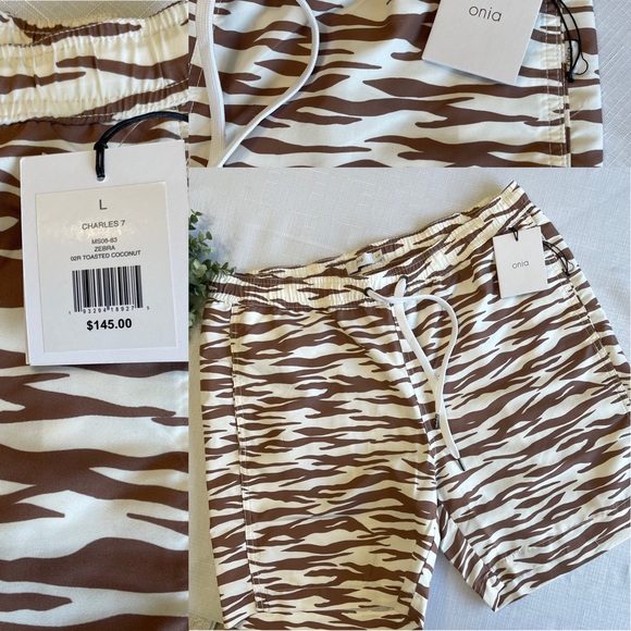 ONIA Swimwear ONIA swim Trucks ZEBRA Swim Shorts Trunks toasted coconut L - Picture 16 of 16